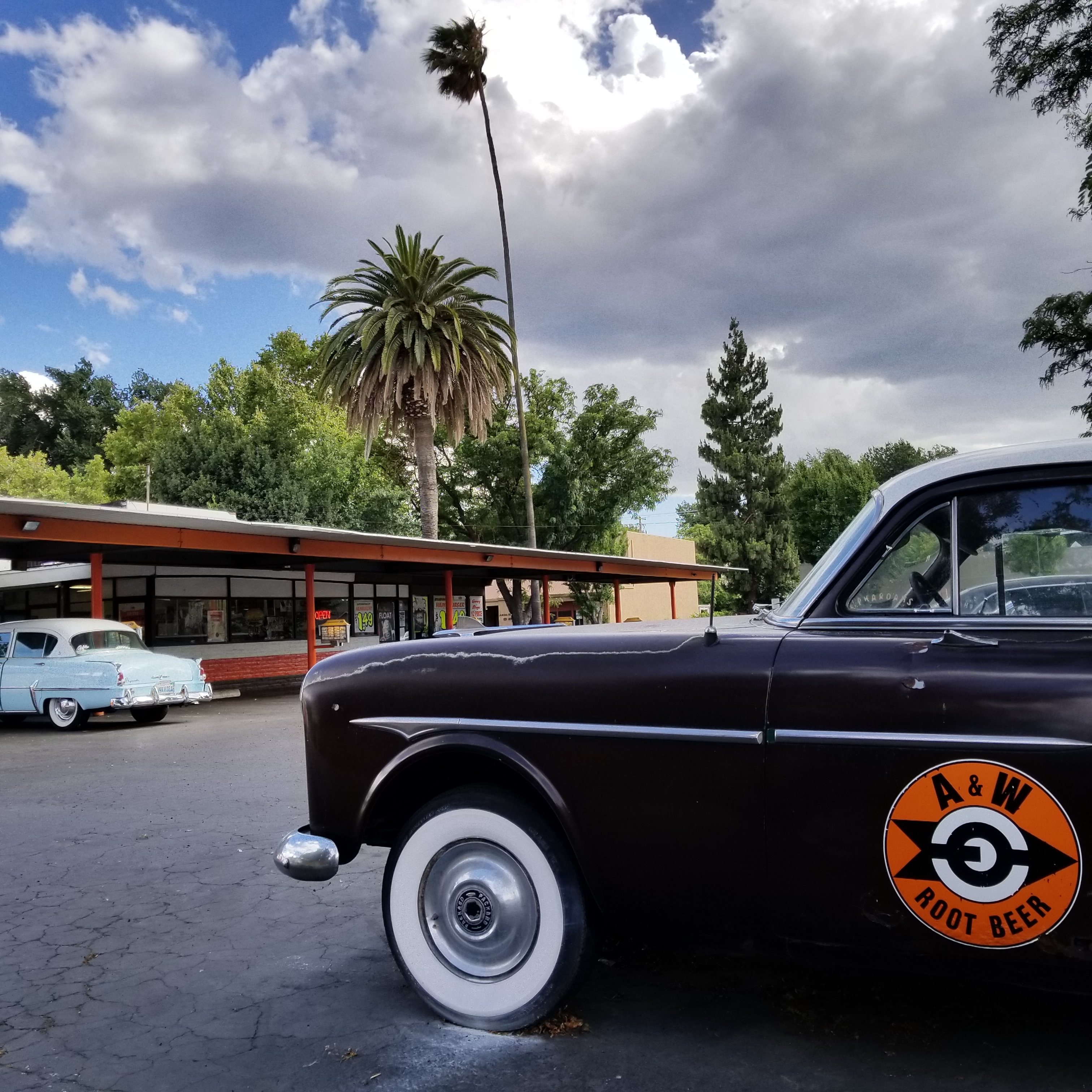 Old Car Scenic shot against AW backdrop